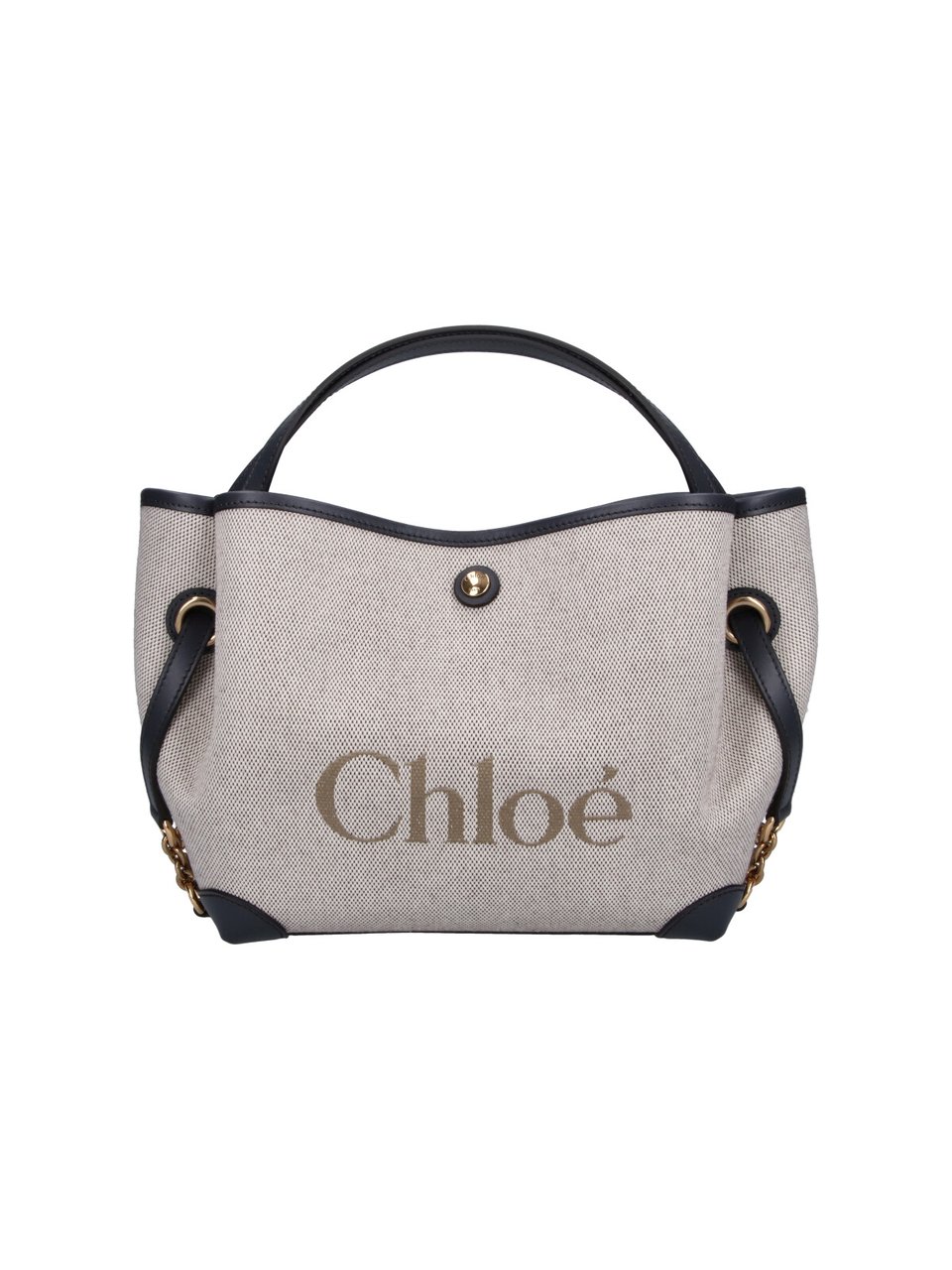 Chloé Structured Tote Bag with Textured Fabric Neutraal