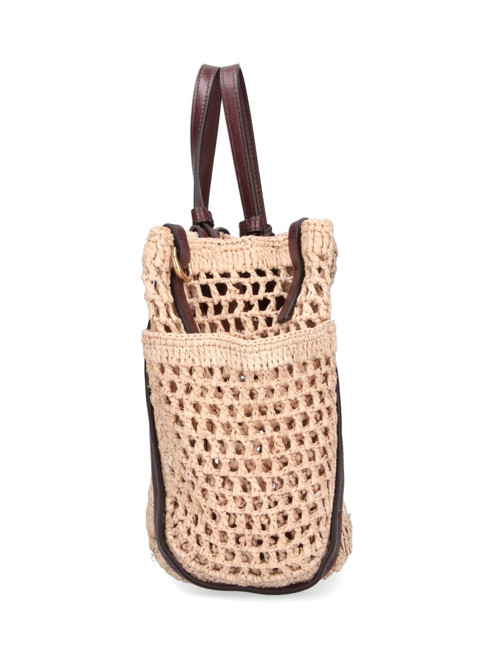Chloé Open-weave Crochet Handbag with Leather Accents Neutraal