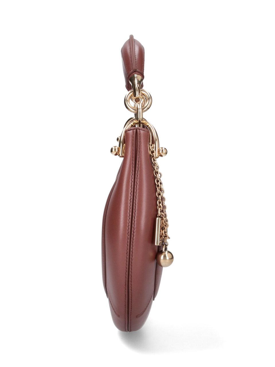 Chloé Crescent-Shaped Handbag with Structured Top Handle Bruin