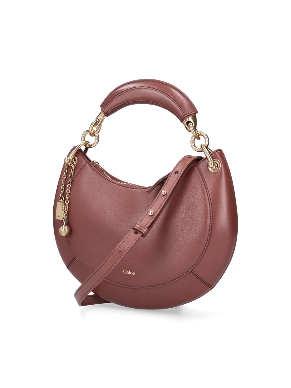 Chloé Crescent-Shaped Handbag with Structured Top Handle Bruin