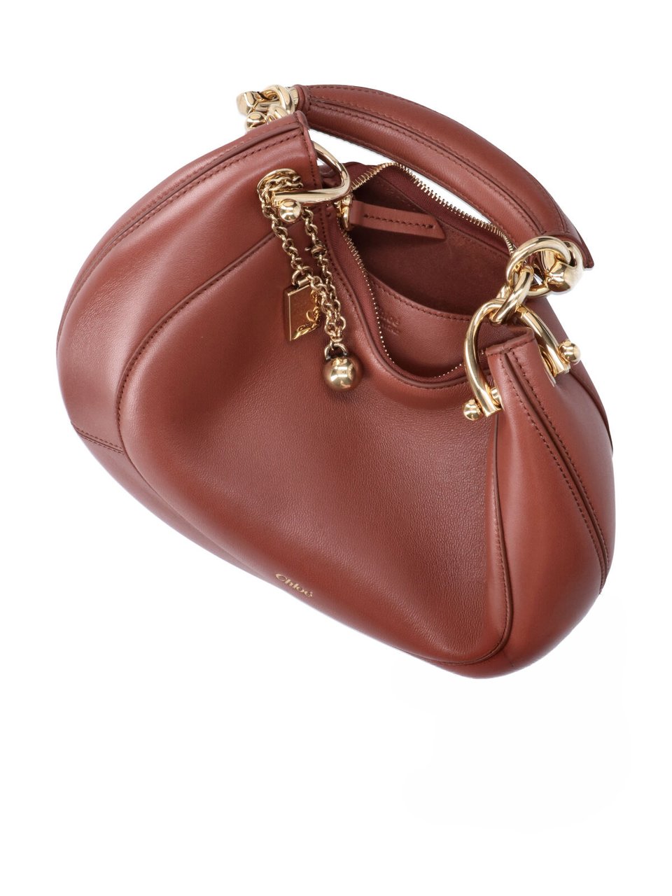 Chloé Crescent-Shaped Handbag with Structured Top Handle Bruin
