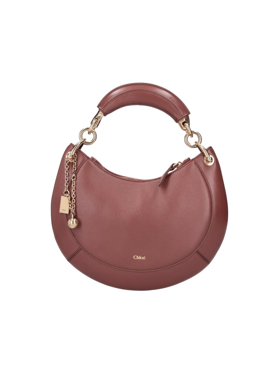 Chloé Crescent-Shaped Handbag with Structured Top Handle Bruin