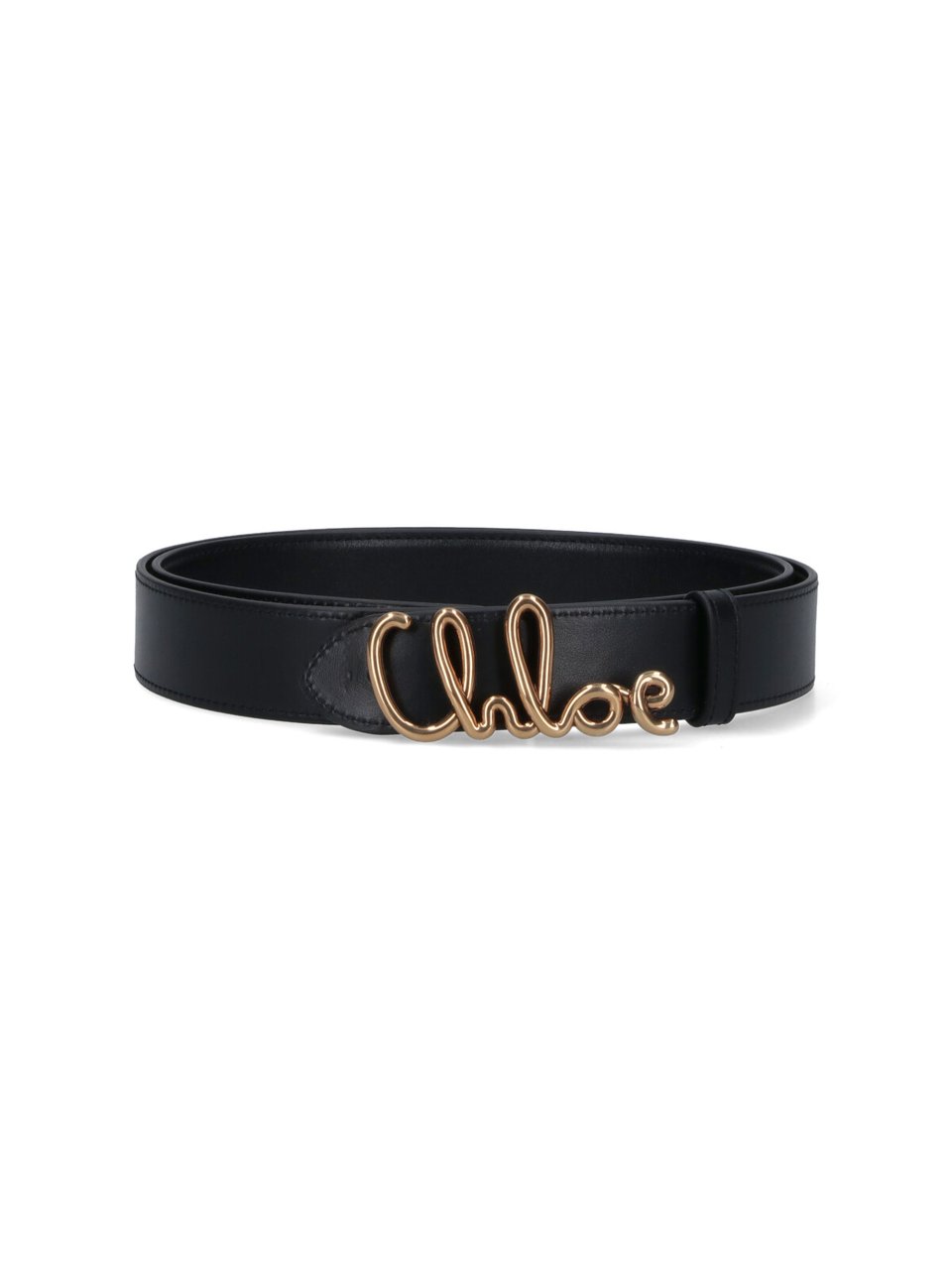 Chloé Black Iconic Leather Logo Belt Zwart