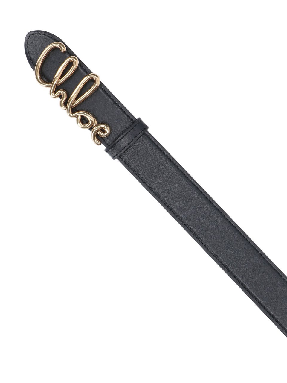 Chloé Black Iconic Leather Logo Belt Zwart