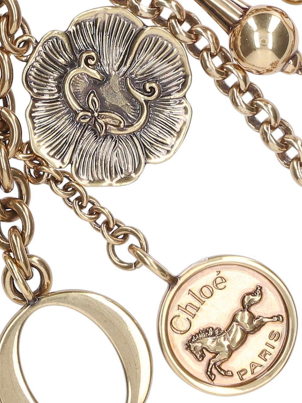 Chloé Gold Alphabet Lettering Logo Keyring Charm Goud