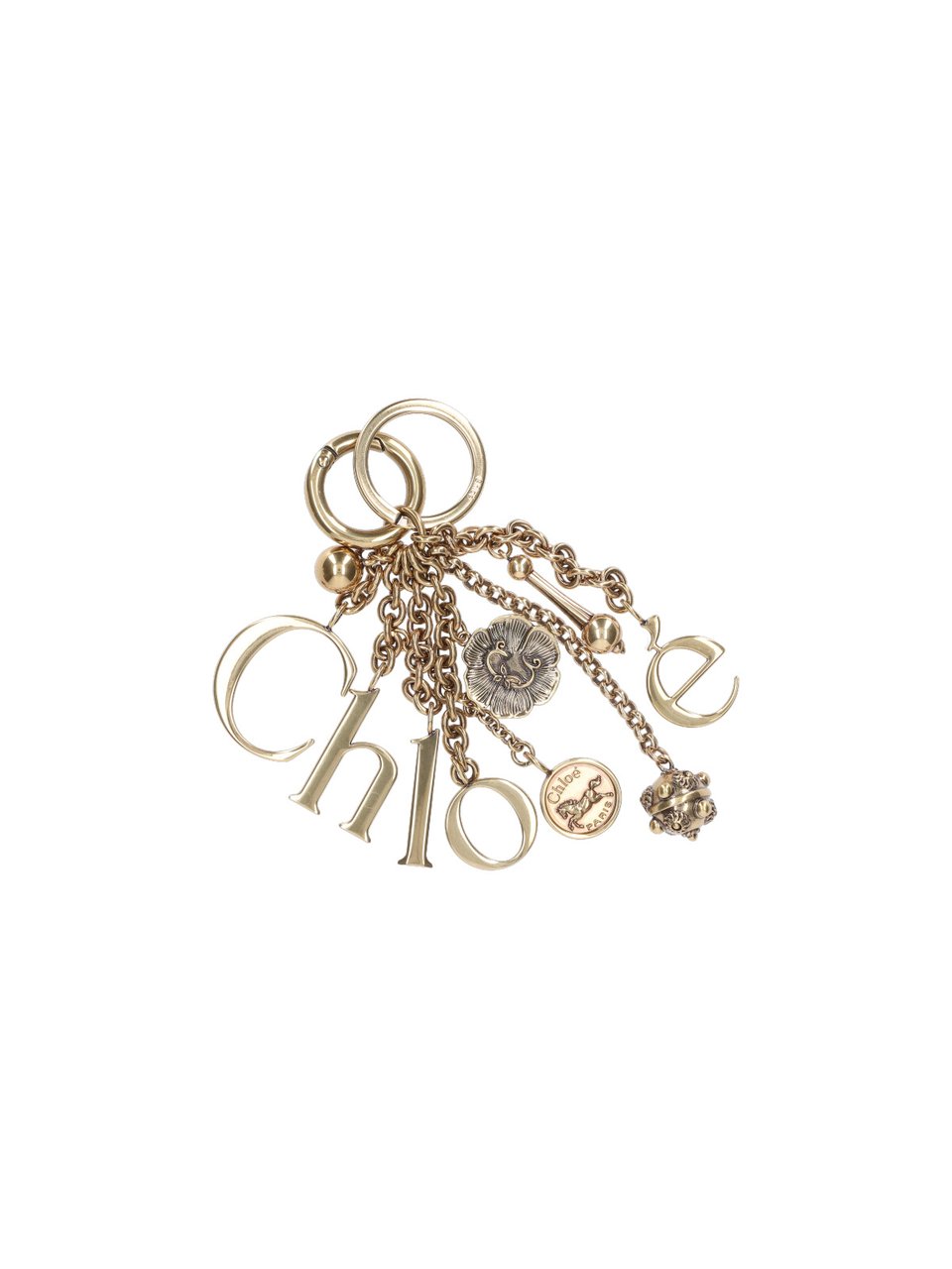 Chloé Gold Alphabet Lettering Logo Keyring Charm Goud