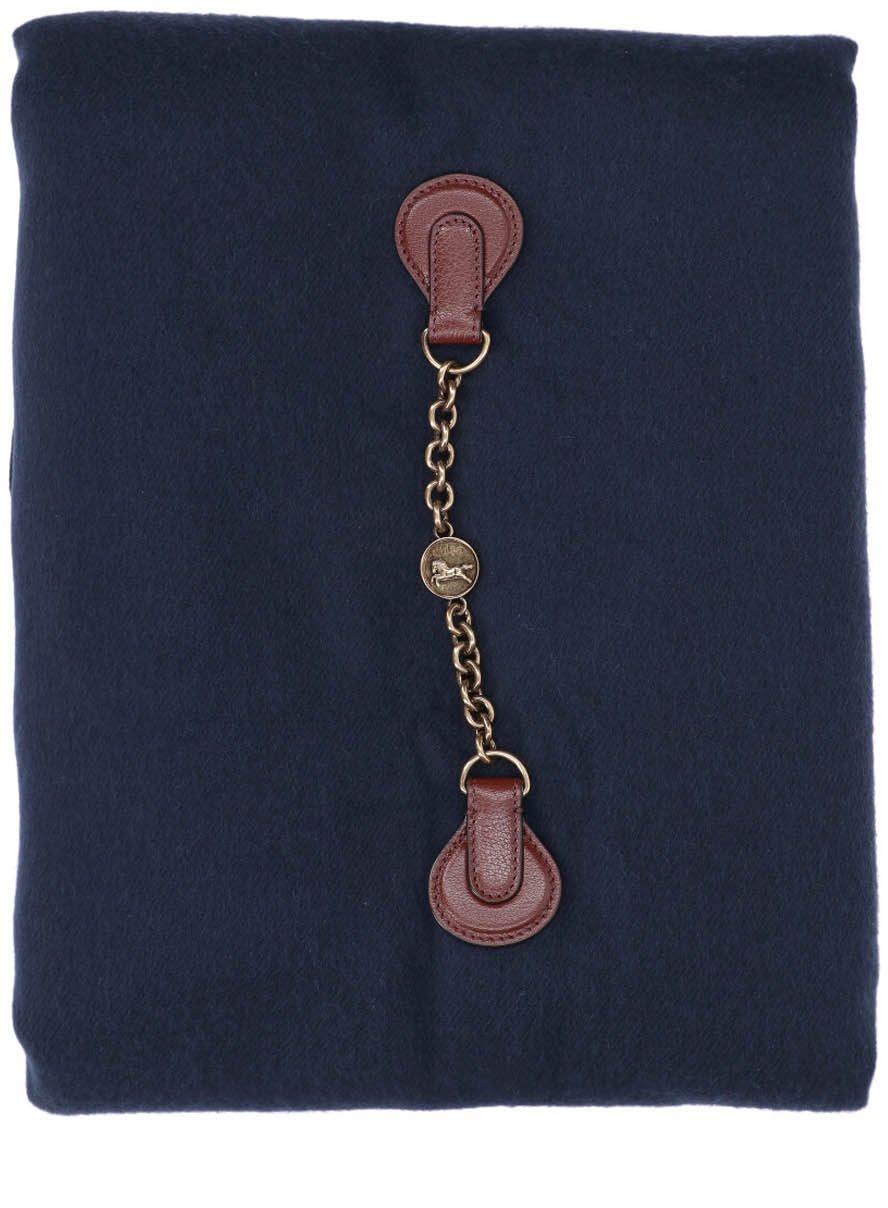 Chloé Blue Iconic Wool Fringed Scarf Blauw