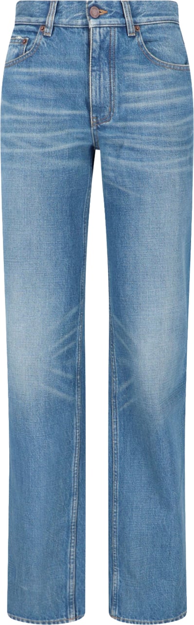 Chloé Blue Mid-Rise Straight-Leg Denim Jeans Blauw