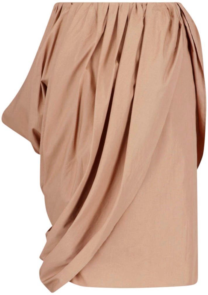 Chloé Pink Draped Midi Popeline Skirt Neutraal