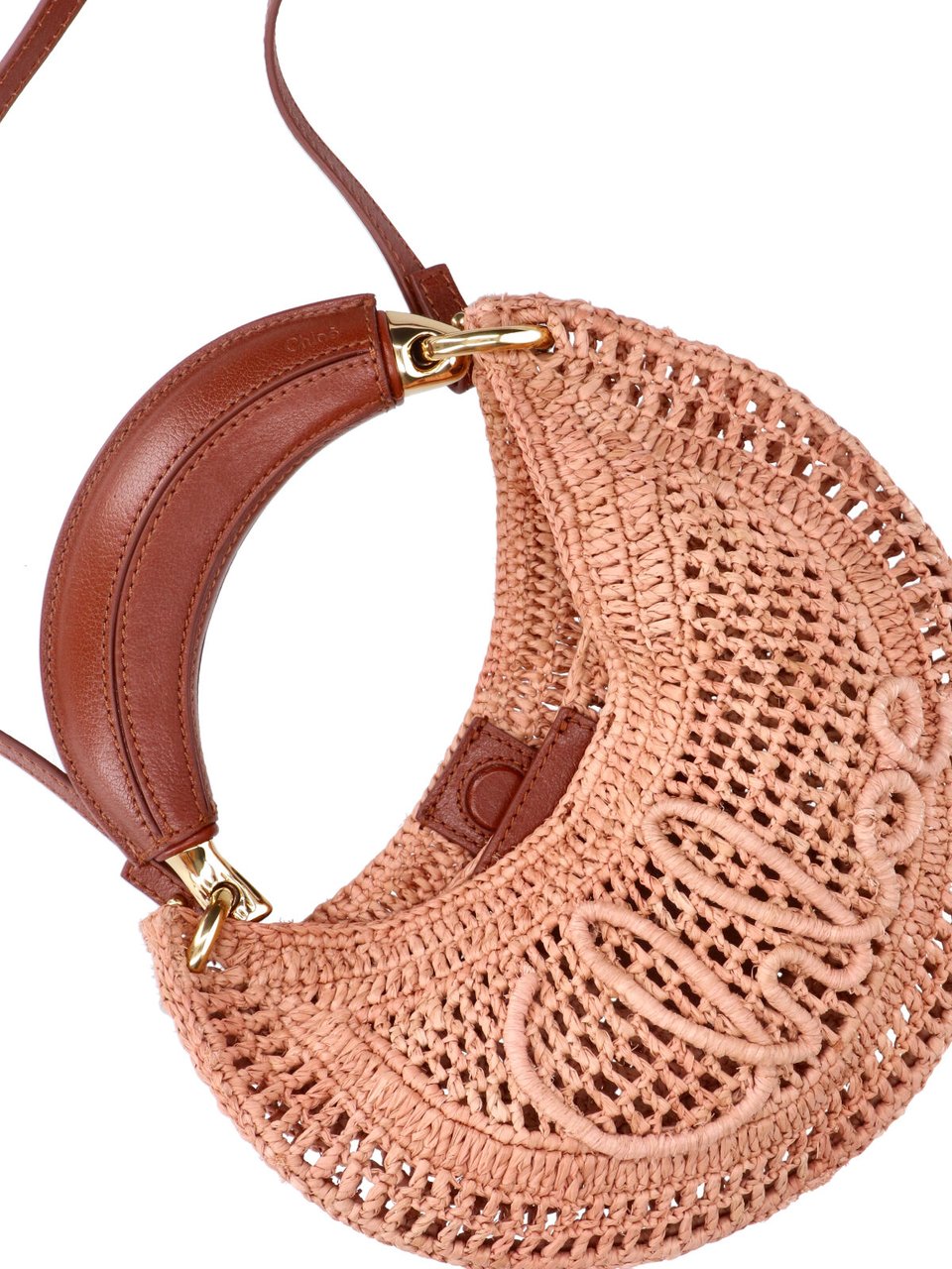 Chloé Mini Hobo Bag in Woven Raffia Bruin