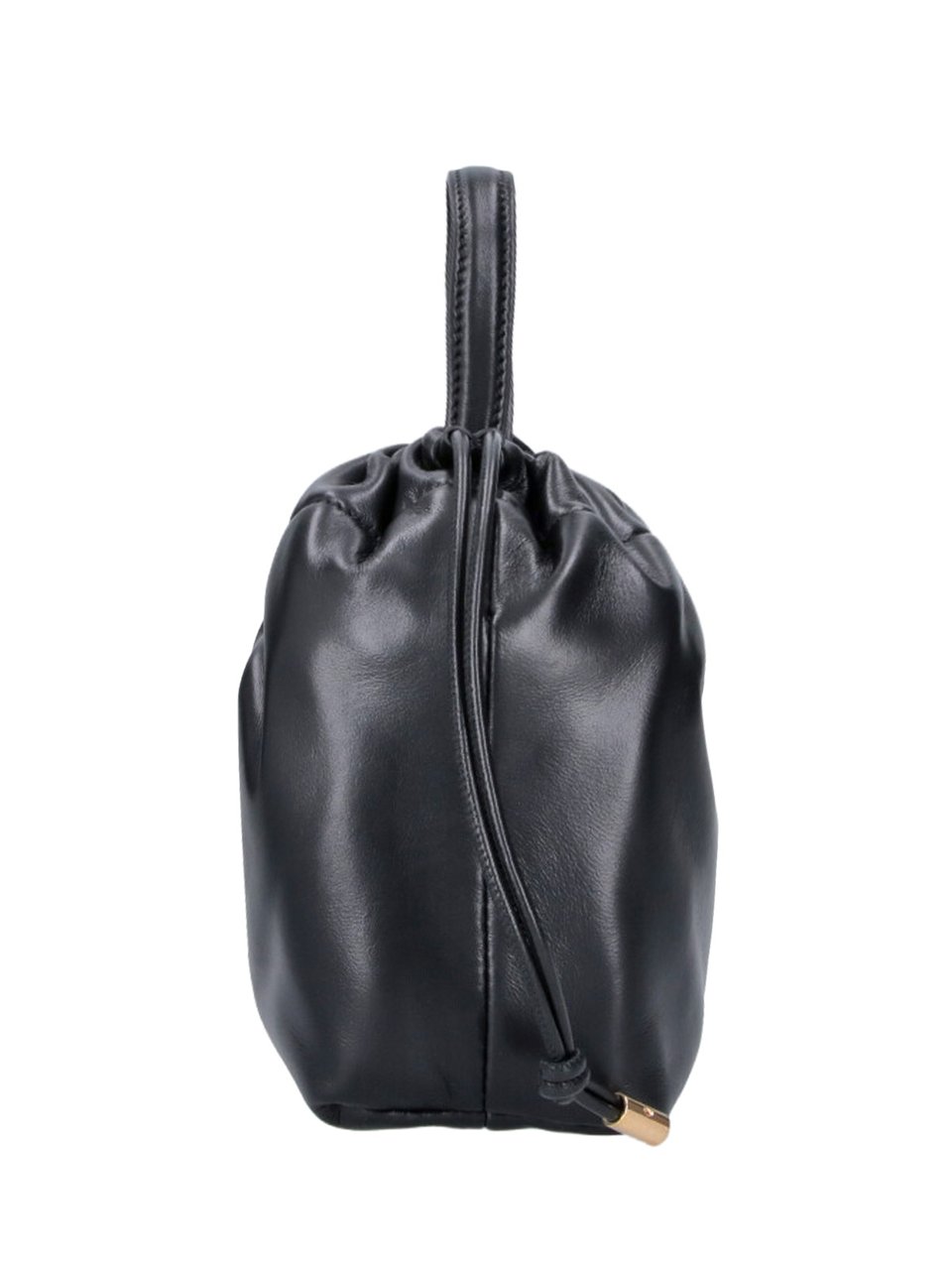 Chloé Gathered Black Leather Handbag with Gold-tone Chain Zwart