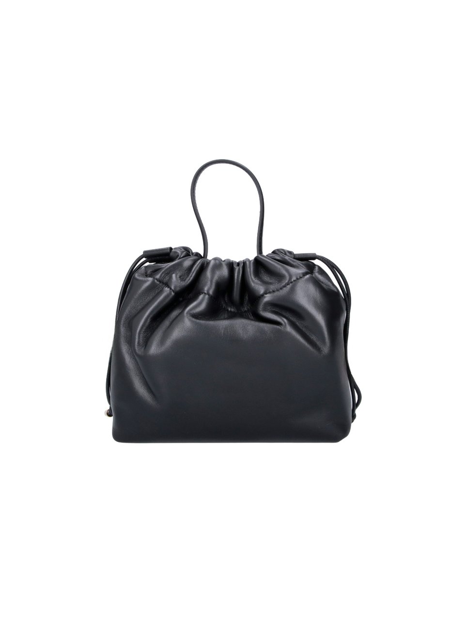 Chloé Gathered Black Leather Handbag with Gold-tone Chain Zwart