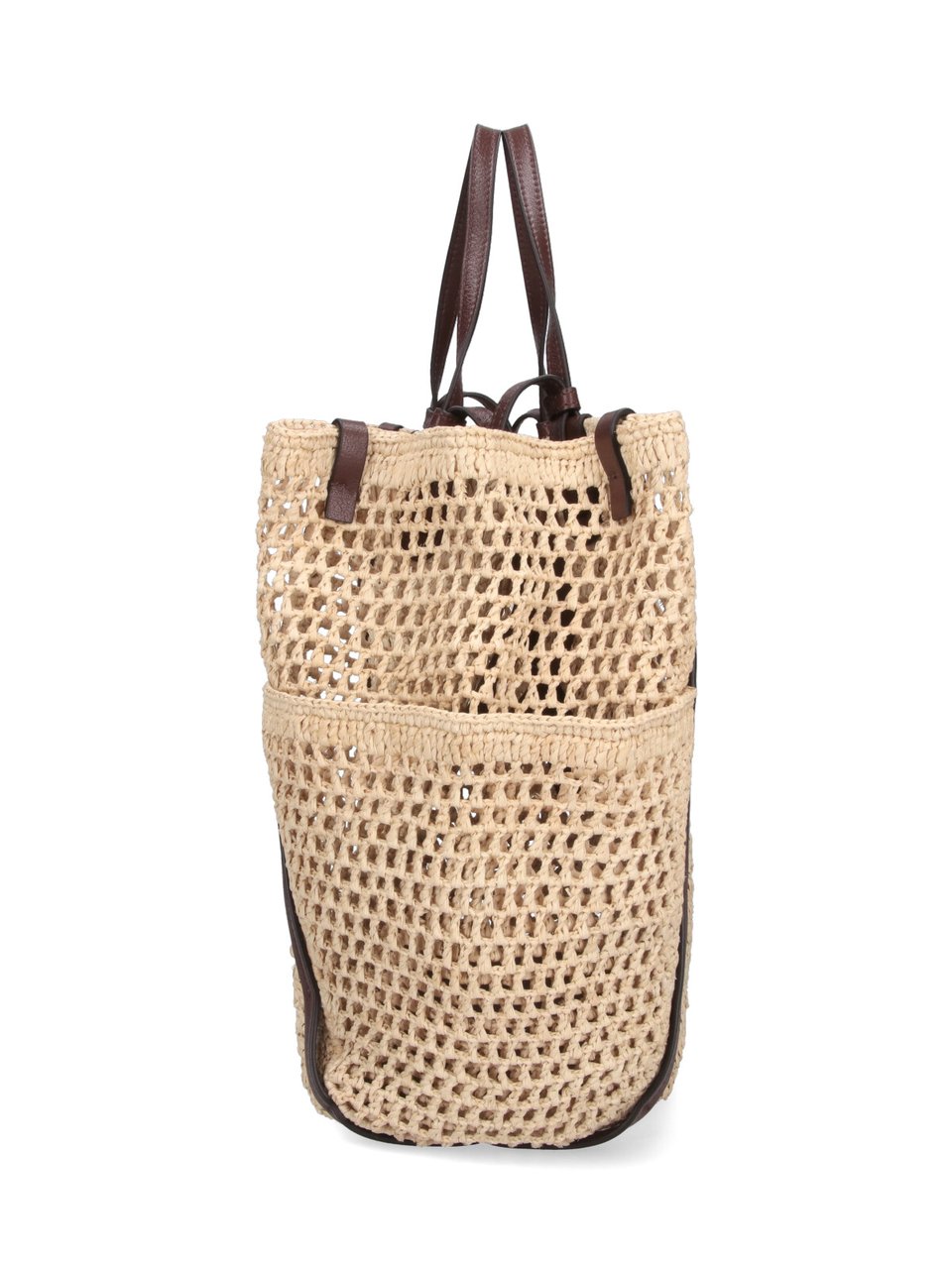 Chloé Woven Tote Bag with Textured Script Logo Neutraal