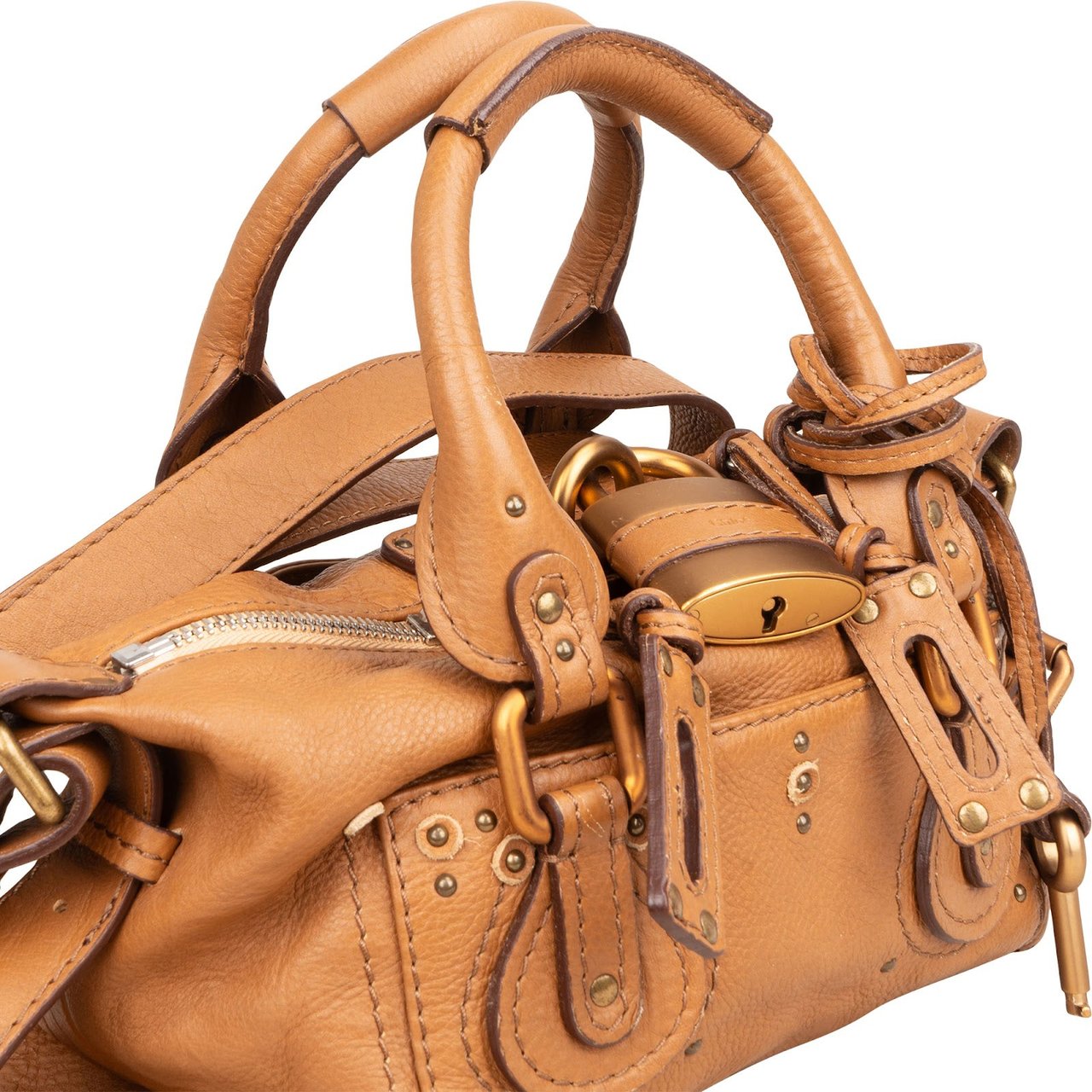 Chloé Grained Leather Small Paddington Shoulder Handbag Bruin