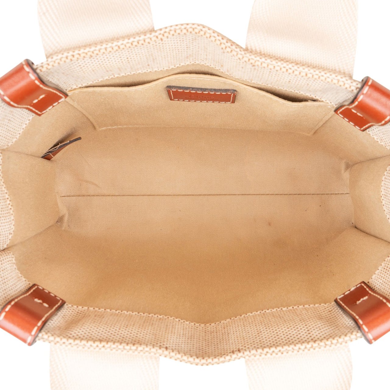 Chloé Canvas Small Woody Tote Handbag Beige