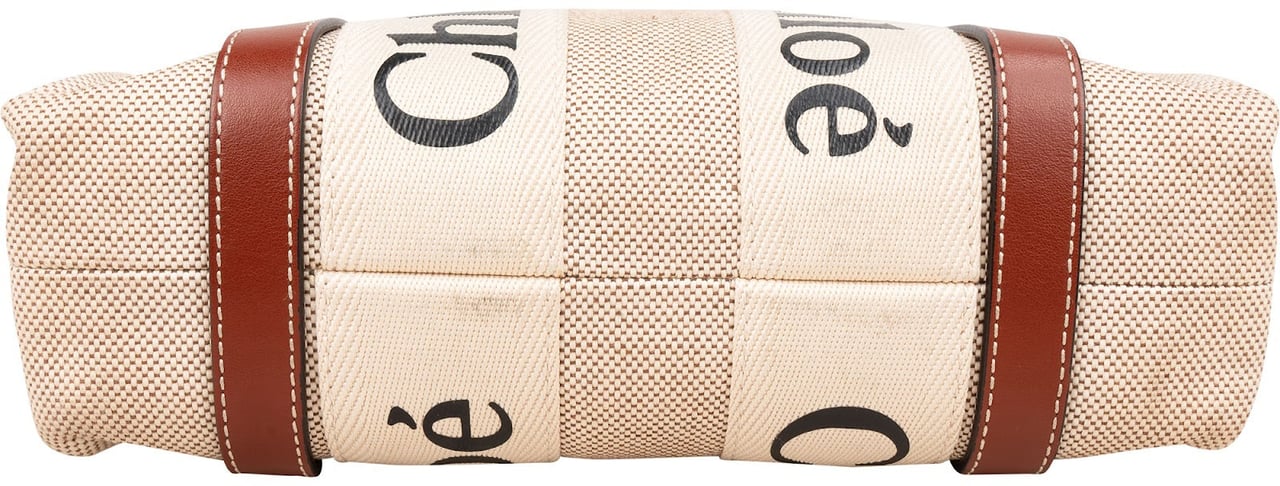 Chloé Canvas Small Woody Tote Handbag Beige
