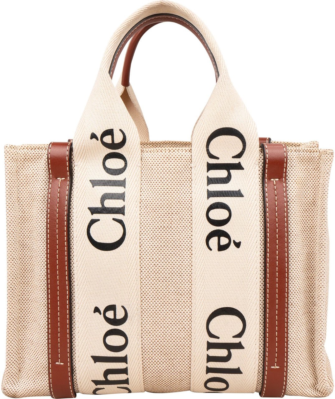 Chloé Canvas Small Woody Tote Handbag Beige