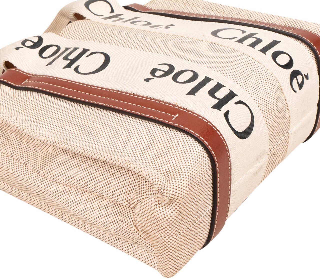 Chloé Canvas Small Woody Tote Handbag Beige