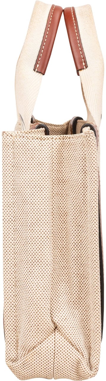 Chloé Canvas Small Woody Tote Handbag Beige
