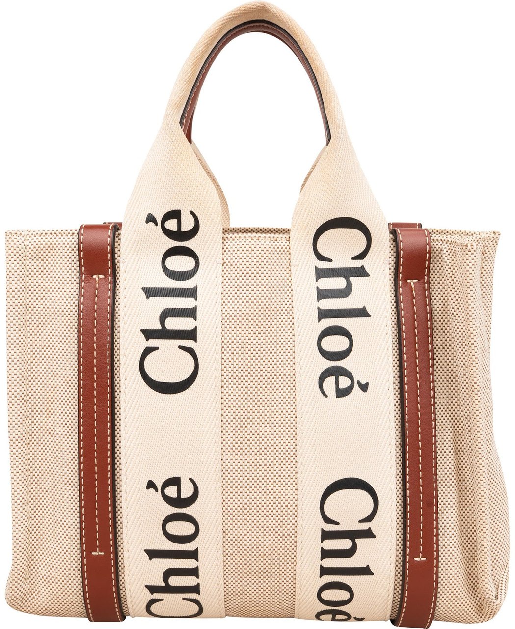 Chloé Canvas Small Woody Tote Handbag Beige