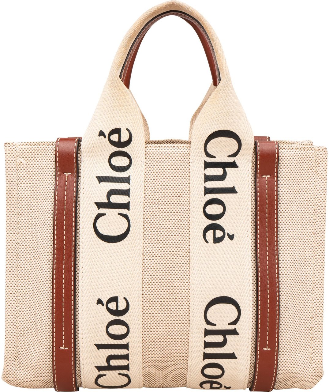 Chloé Canvas Small Woody Tote Handbag Beige