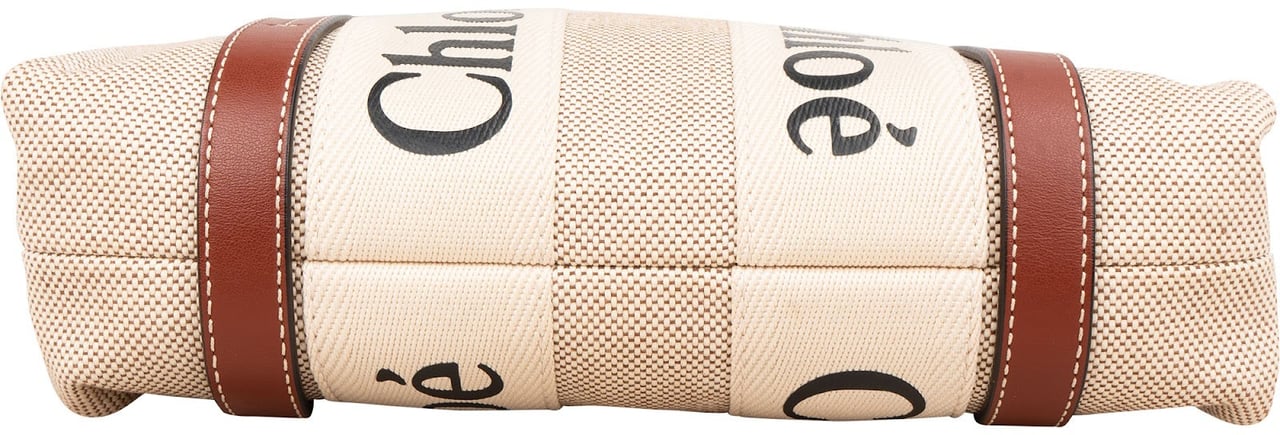 Chloé Canvas Small Woody Tote Handbag Beige