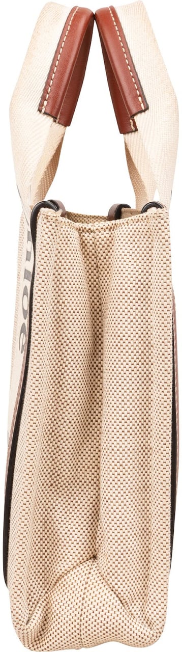 Chloé Canvas Small Woody Tote Handbag Beige
