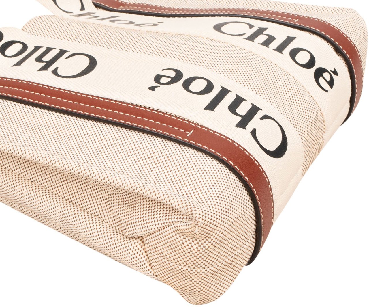 Chloé Canvas Small Woody Tote Handbag Beige