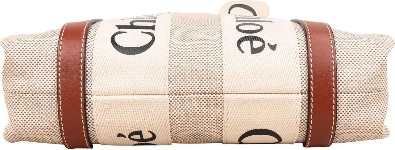 Chloé Canvas Small Woody Tote Handbag Beige