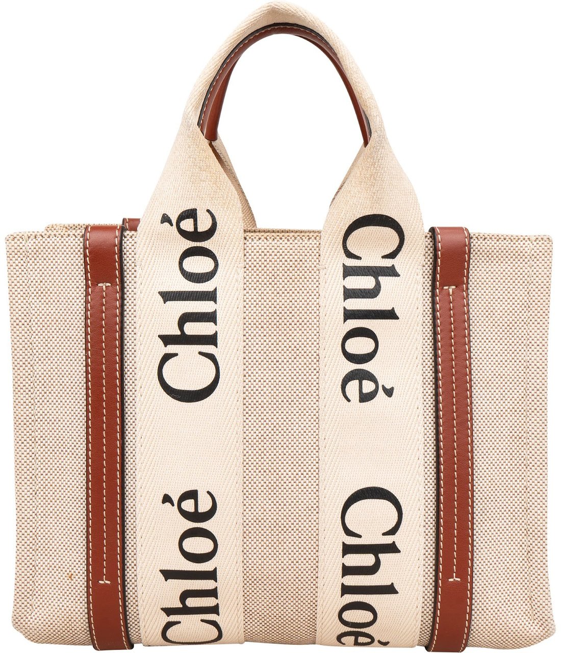 Chloé Canvas Small Woody Tote Handbag Beige