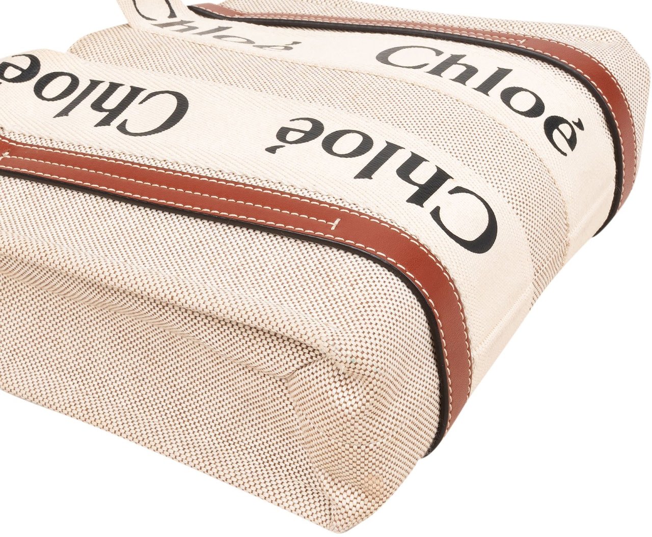 Chloé Canvas Small Woody Tote Handbag Beige