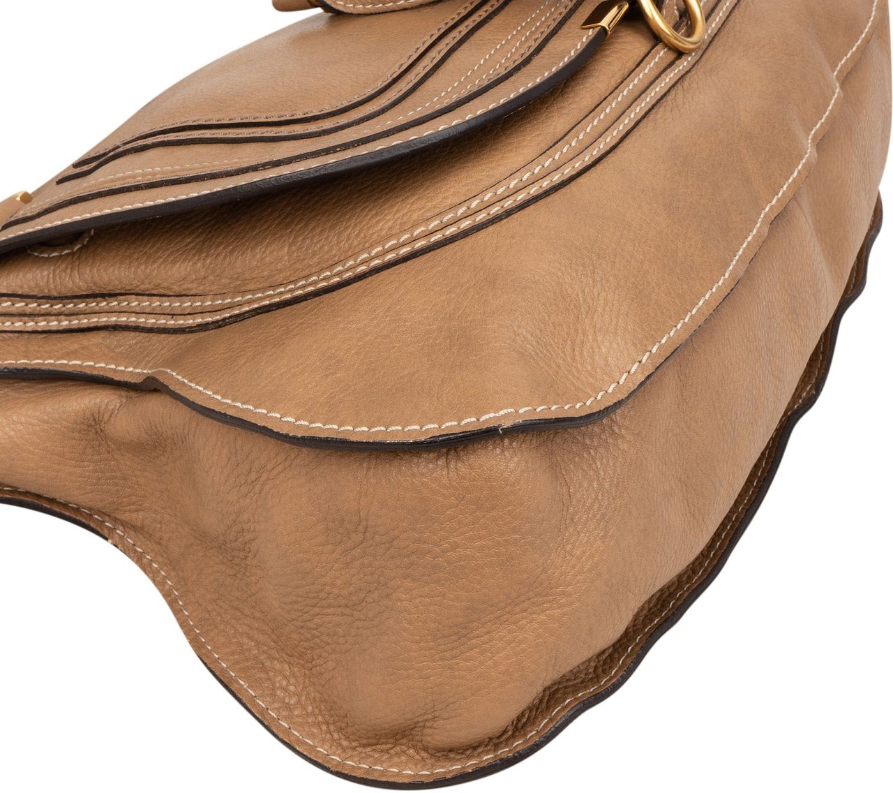 Chloé Grained Leather Marcie Satchel Handbag Bruin
