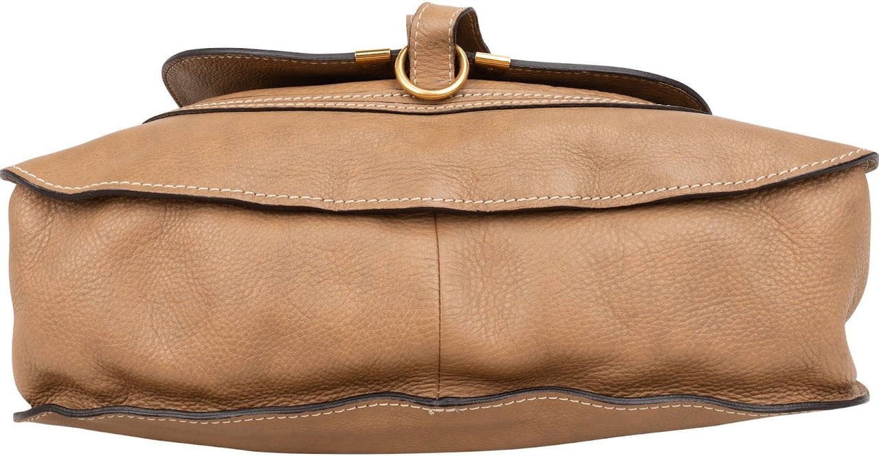 Chloé Grained Leather Marcie Satchel Handbag Bruin