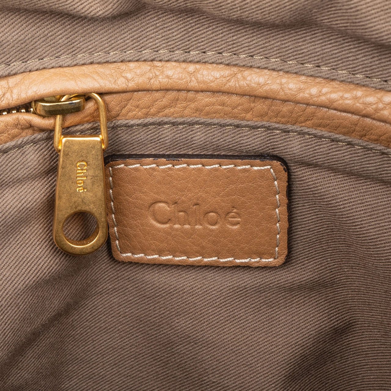 Chloé Grained Leather Marcie Satchel Handbag Bruin
