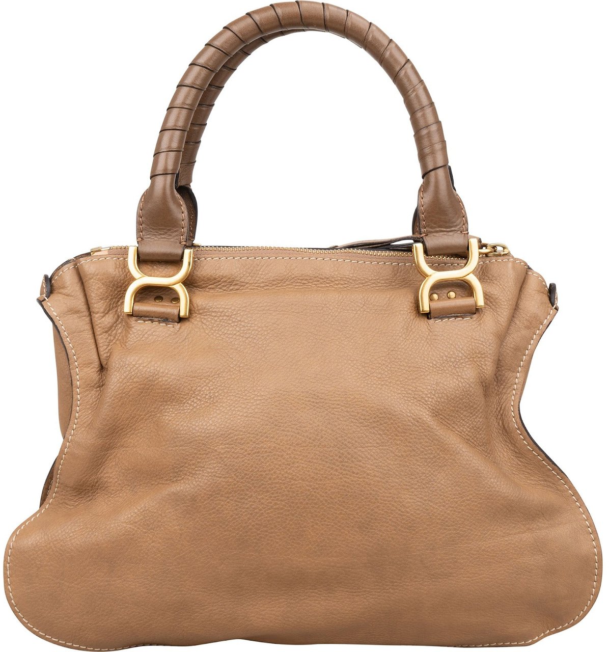 Chloé Grained Leather Marcie Satchel Handbag Bruin