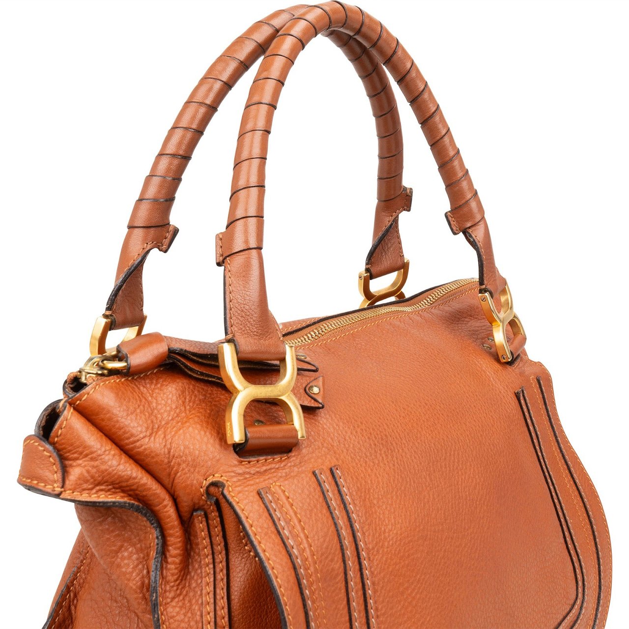 Chloé Leather Marcie Saddle Hobo Shoulder Bag Bruin