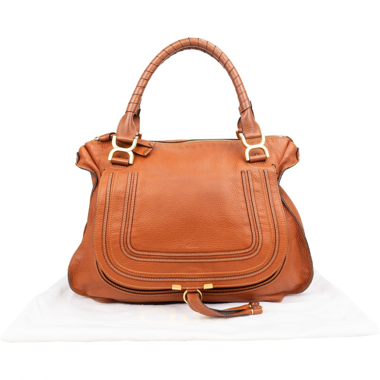 Chloé Leather Marcie Saddle Hobo Shoulder Bag Bruin