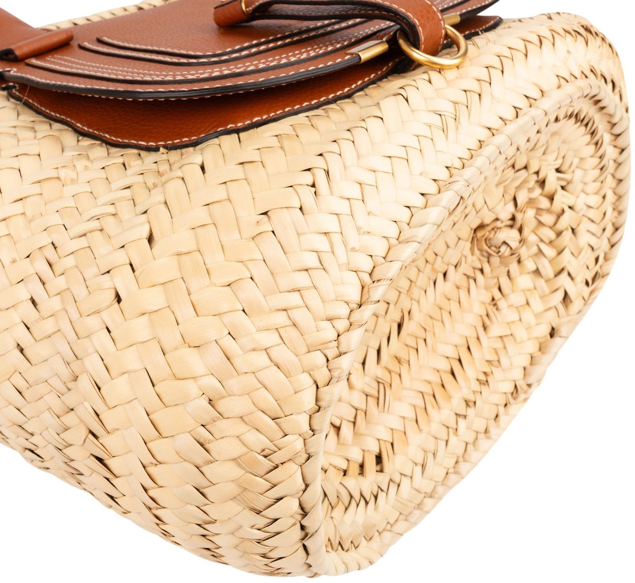 Chloé Marcie Basket Raffia Shoulder Bag Beige