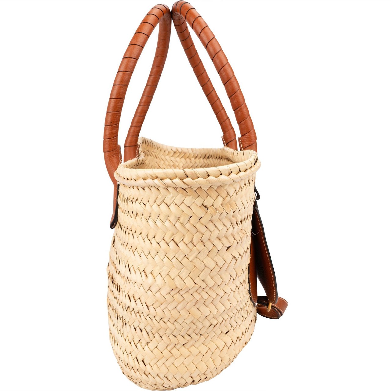 Chloé Marcie Basket Raffia Shoulder Bag Beige