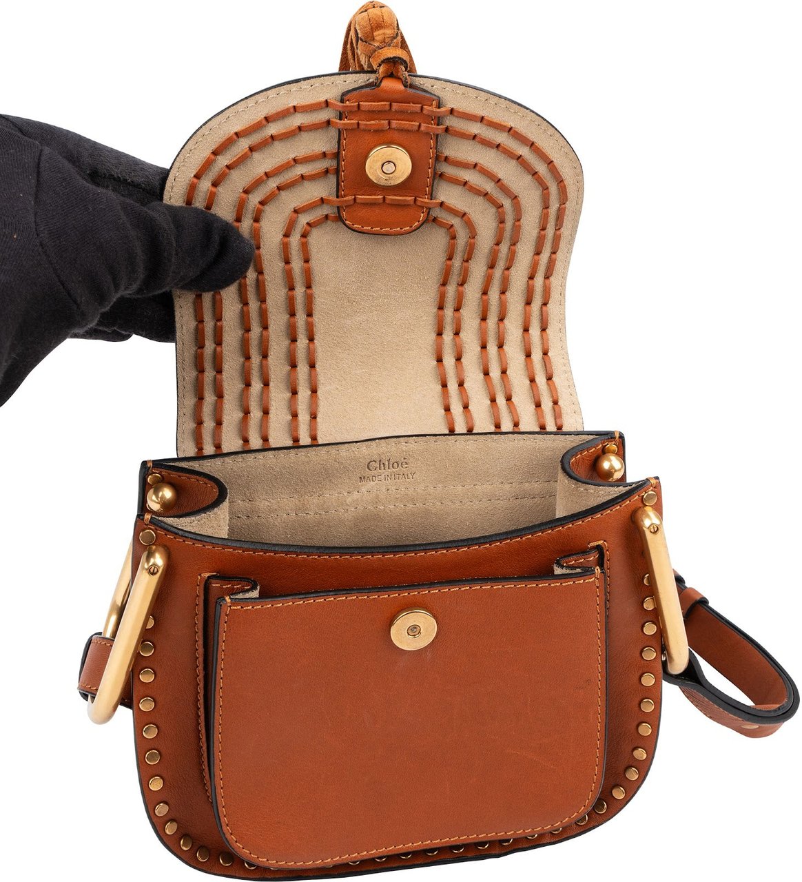 Chloé Brown Braided Leather Hudson Crossbody Bag Bruin