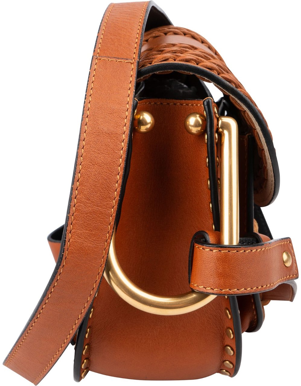 Chloé Brown Braided Leather Hudson Crossbody Bag Bruin