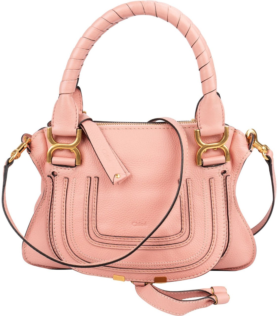 Chloé Grained Calfskin Marcie Small Satchel Handbag Rood