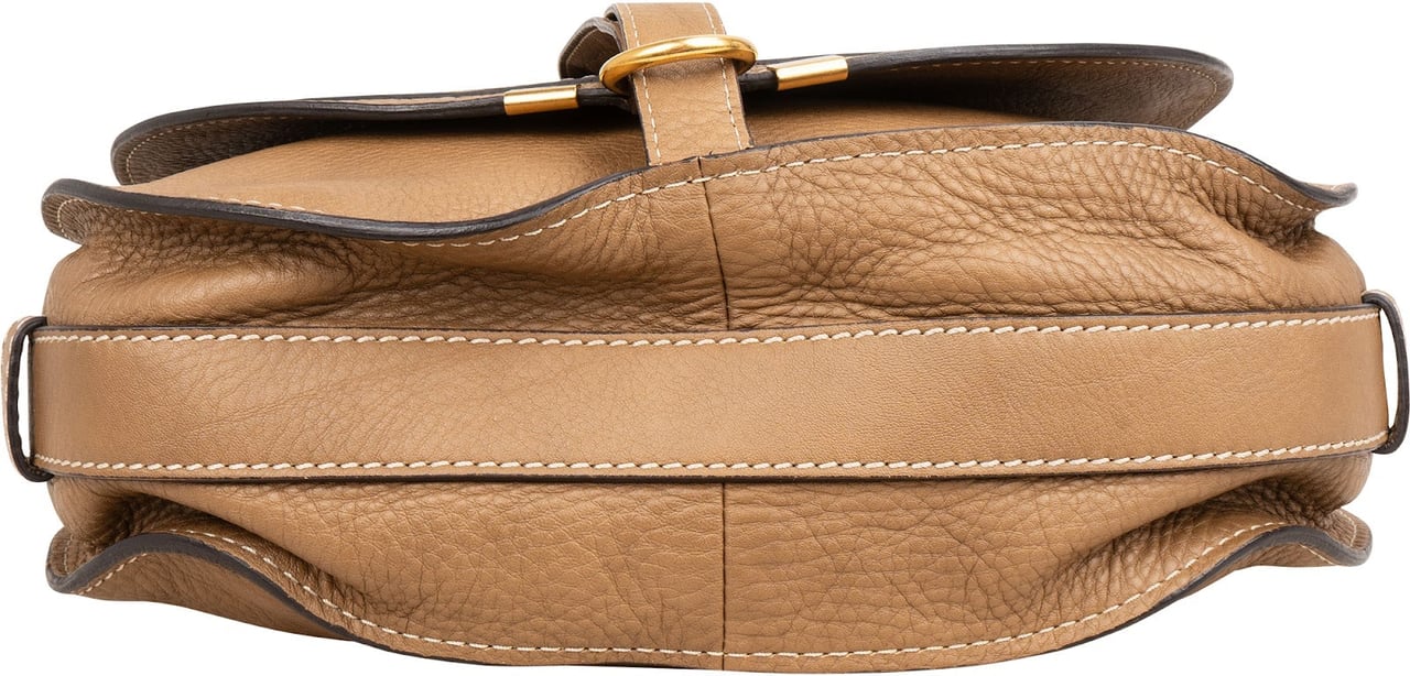 Chloé Grained Leather Marcie Saddle Crossbody Bag Bruin