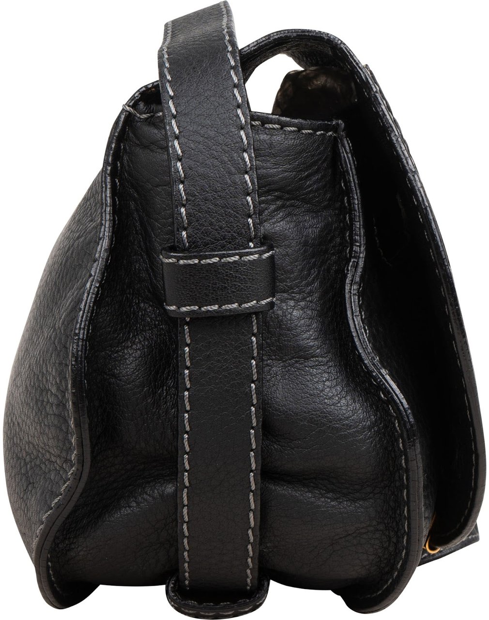 Chloé Grained Calfskin Small Marcie Saddle Crossbody Bag Zwart