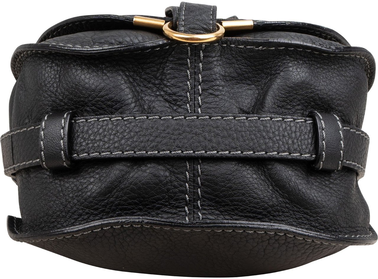 Chloé Grained Calfskin Small Marcie Saddle Crossbody Bag Zwart