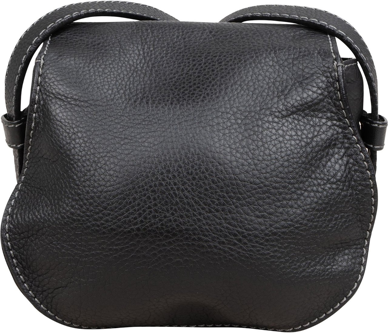 Chloé Grained Calfskin Small Marcie Saddle Crossbody Bag Zwart
