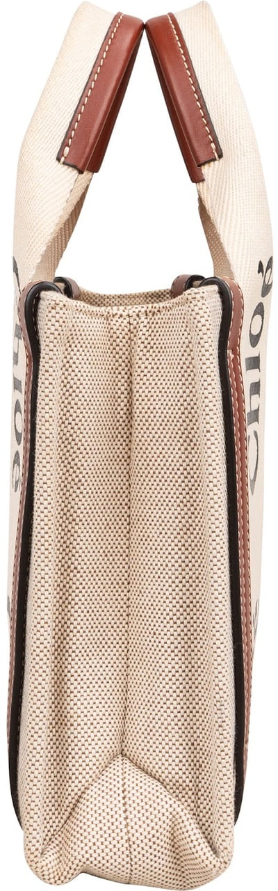 Chloé Canvas Small Woody Tote Handbag Beige
