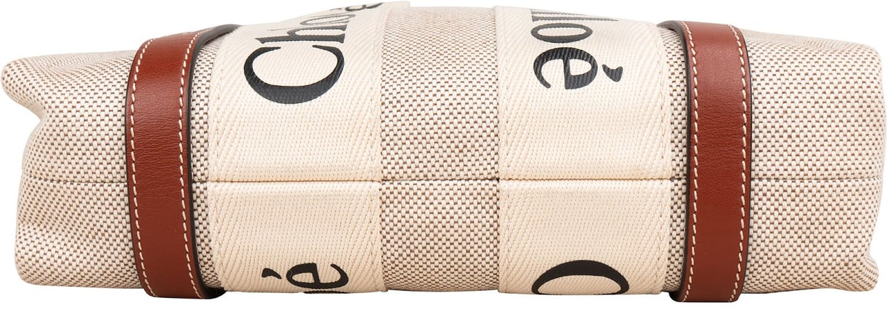 Chloé Canvas Small Woody Tote Handbag Beige