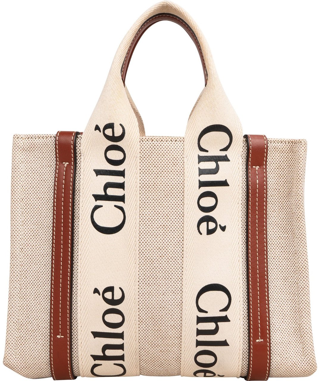 Chloé Canvas Small Woody Tote Handbag Beige