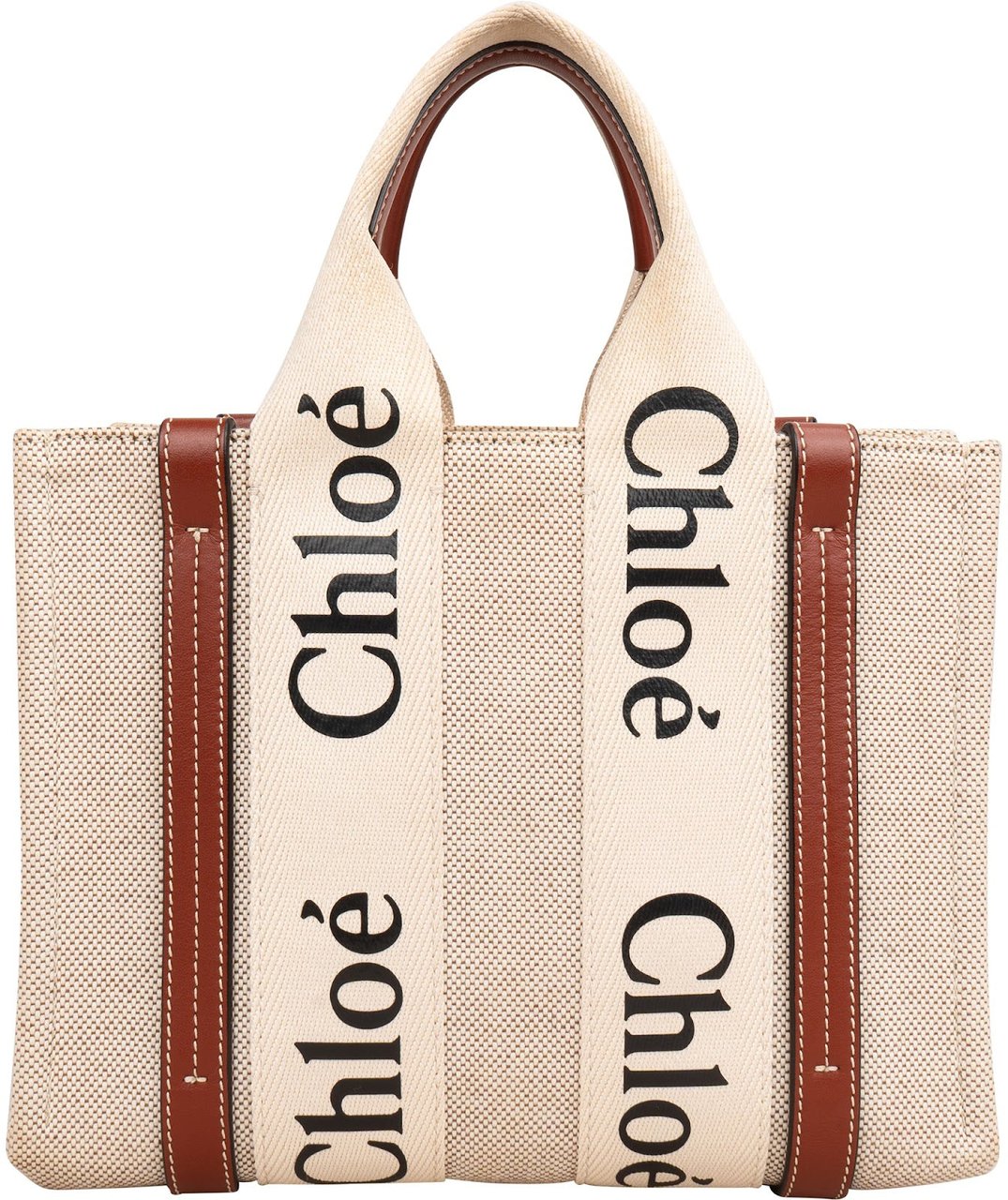 Chloé Canvas Small Woody Tote Handbag Beige